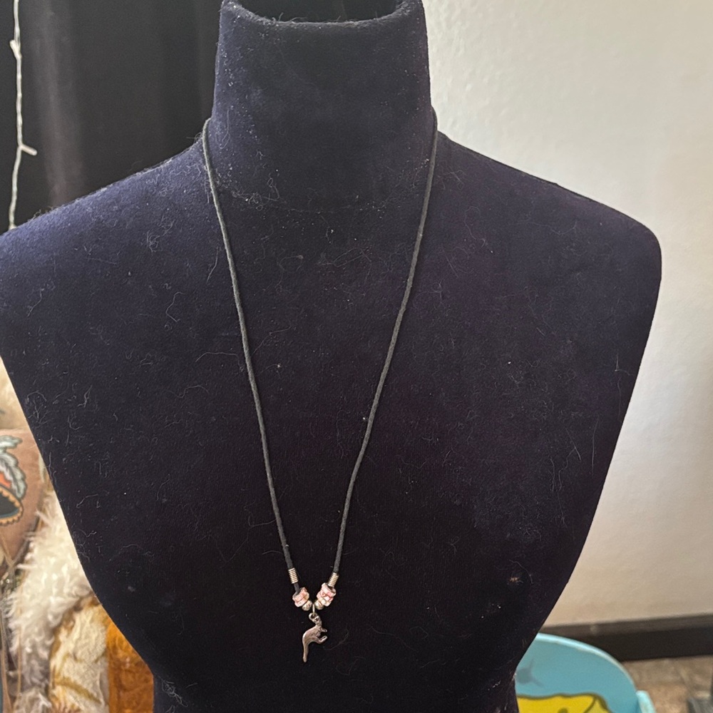 Waxed Cotton Cord Necklace with Paua Shell Beads Kangaroo Pendant